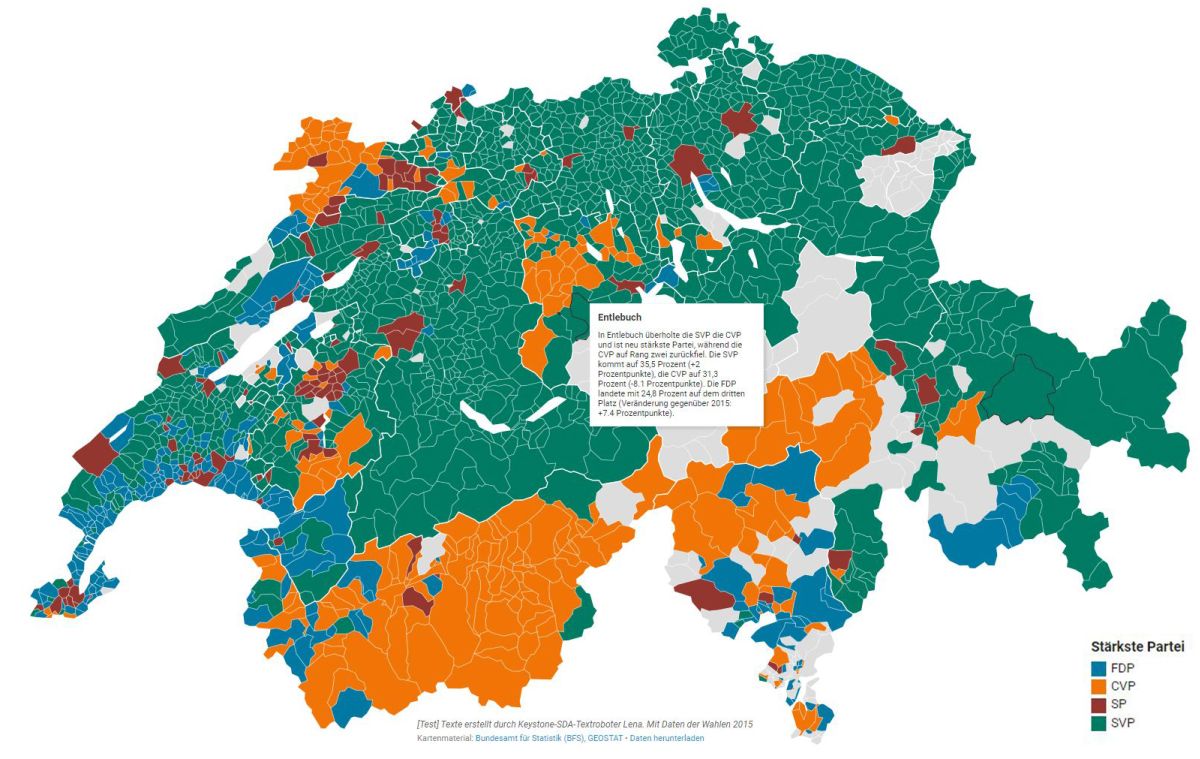 Keystone-SDA / Lena, Testansicht mit Daten Wahlen 2015 Keystone-SDA / Lena, Testansicht mit Daten Wahlen 2015