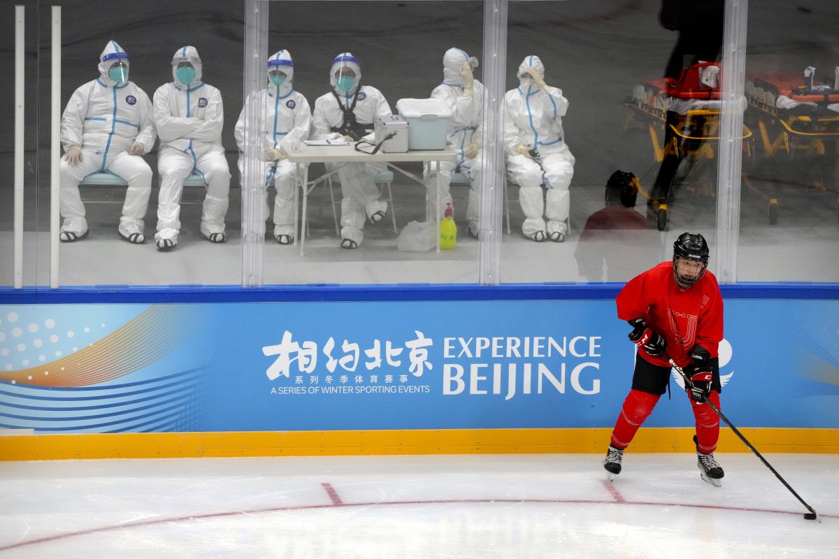 Testveranstaltung im November 2021 im National Indoor Stadium in Beijing,  Foto: KEYSTONE/ AP Photo/ Mark Schiefelbein